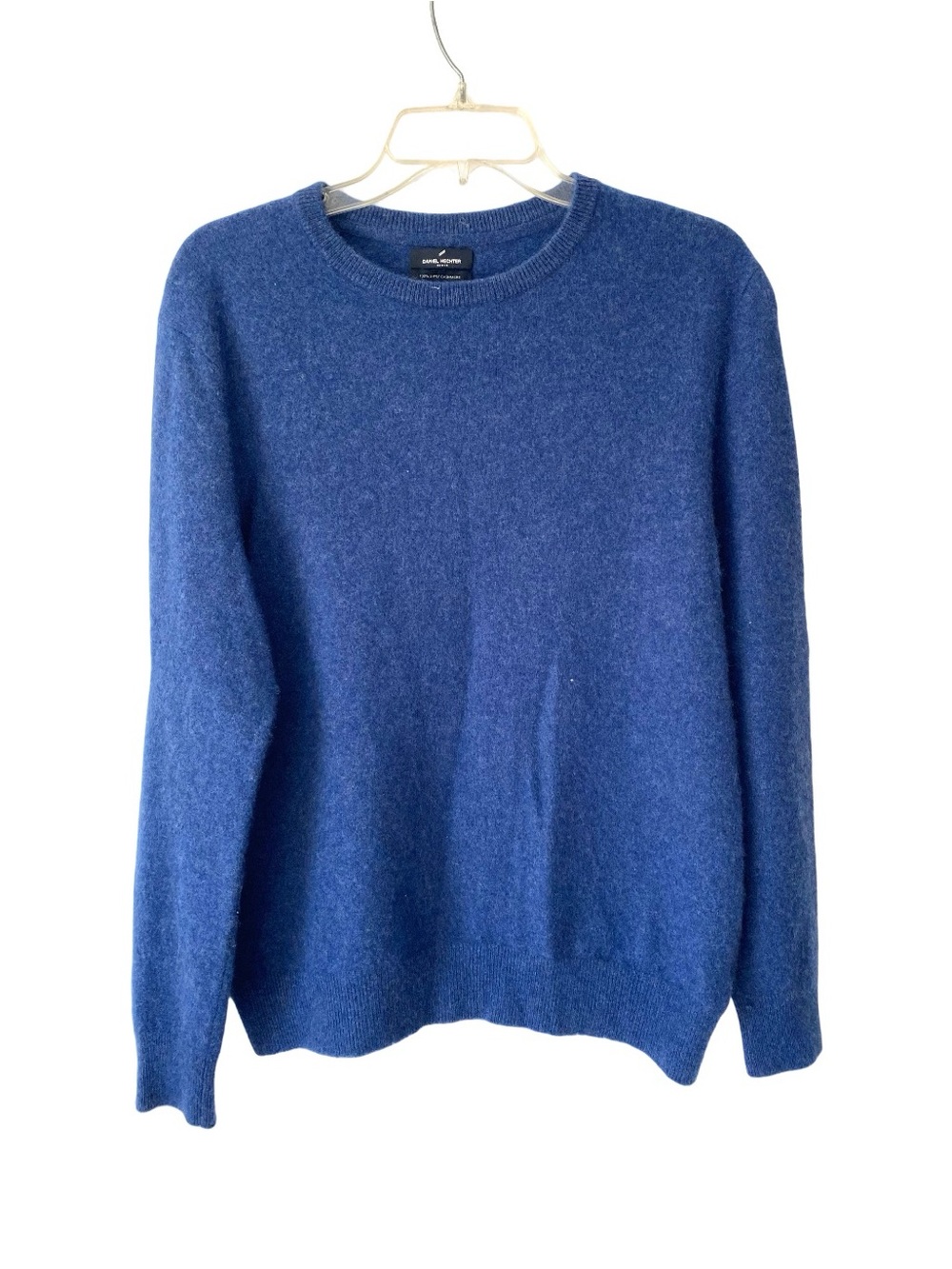 Daniel Hechter Paris Classic Crewneck Men's cashmere 2 Ply Sweater Blue large